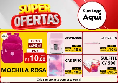 Modelo de Encarte para Encarte A4 Horizontal com o tema Super Ofertas para Papelaria