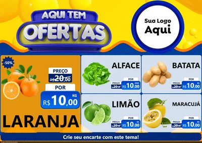 Modelo de Encarte para Encarte A4 Horizontal com o tema Aqui Tem Ofertas para Hortifrúti
