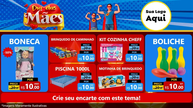 Modelo de TV para TV Horizontal com o tema Dia das Mães para Brinquedos