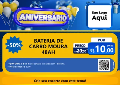 Modelo de Cartaz para Cartaz A4 Horizontal com o tema Aniversário para Baterias Elétricas