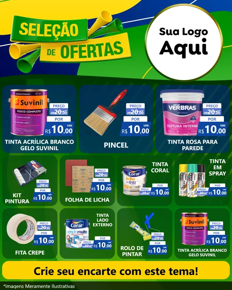 Modelo de Rede Social para Feed Instagram com o tema Seleção de Ofertas - Copa para Tintas e Ferramentas
