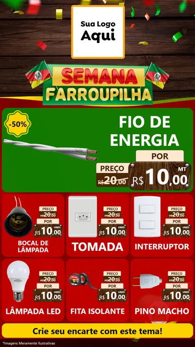 Modelo de Rede Social para Stories com o tema Semana Farroupilha para Materiais Elétricos