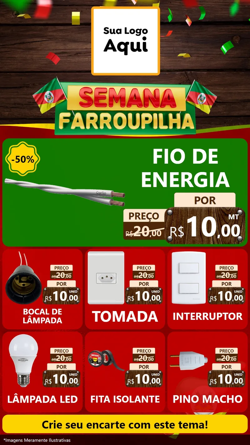 Modelo de Rede Social para Stories com o tema Semana Farroupilha para Materiais Elétricos