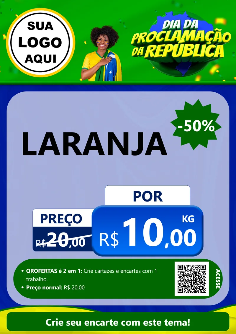 Modelo de Cartaz para Cartaz A4 Vertical com o tema Dia Da Proclamação Da República para Hortifrúti