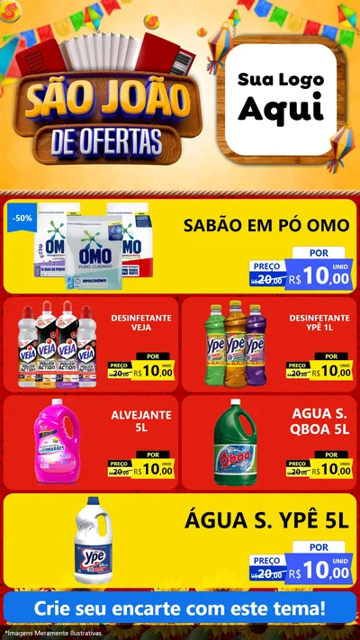Modelo de TV para TV Vertical com o tema São João de Ofertas para Produtos de Limpeza