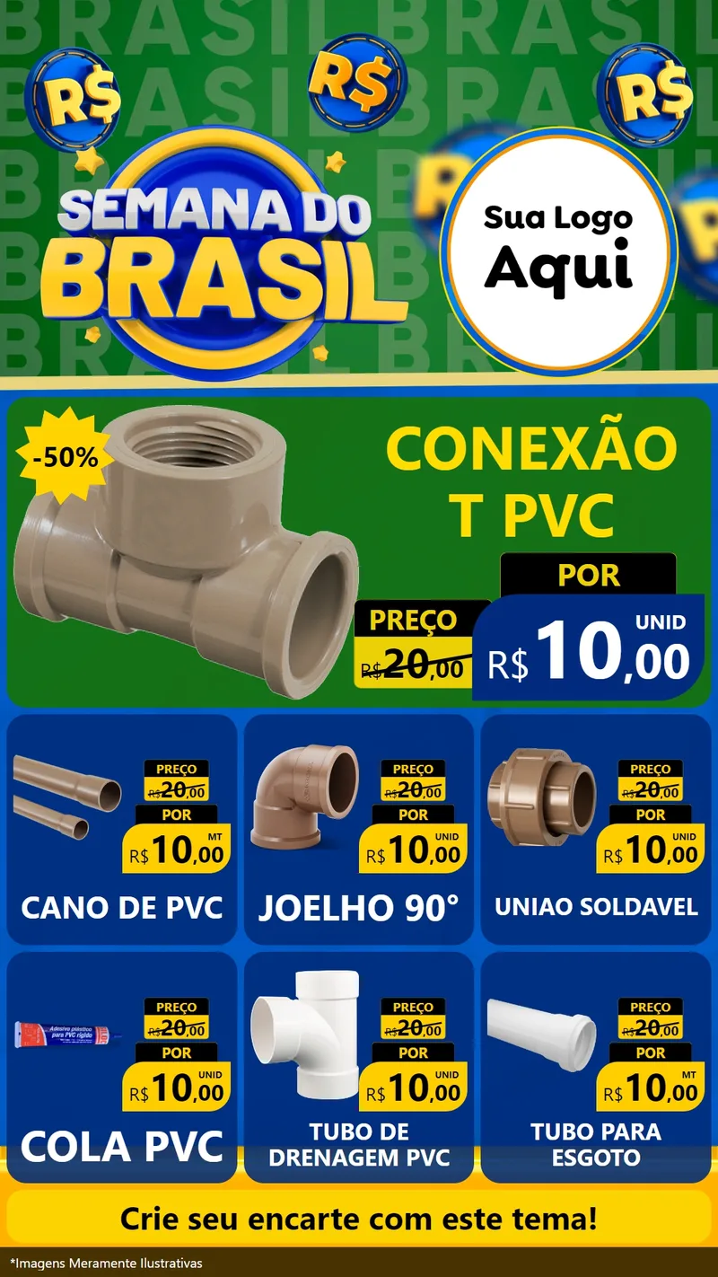 Modelo de Rede Social para Stories com o tema Semana Do Brasil para Tubos e conexões