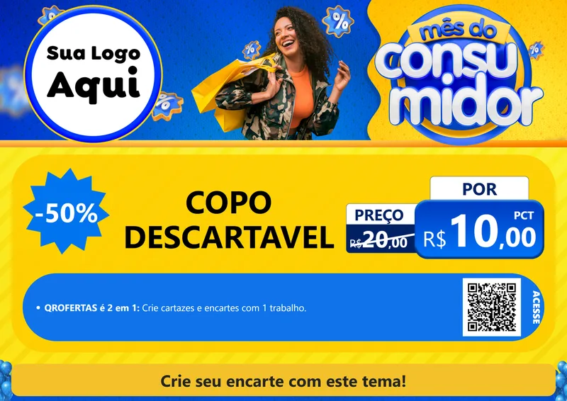 Modelo de Cartaz para Cartaz A4 Horizontal com o tema Mês do Consumidor para Embalagens