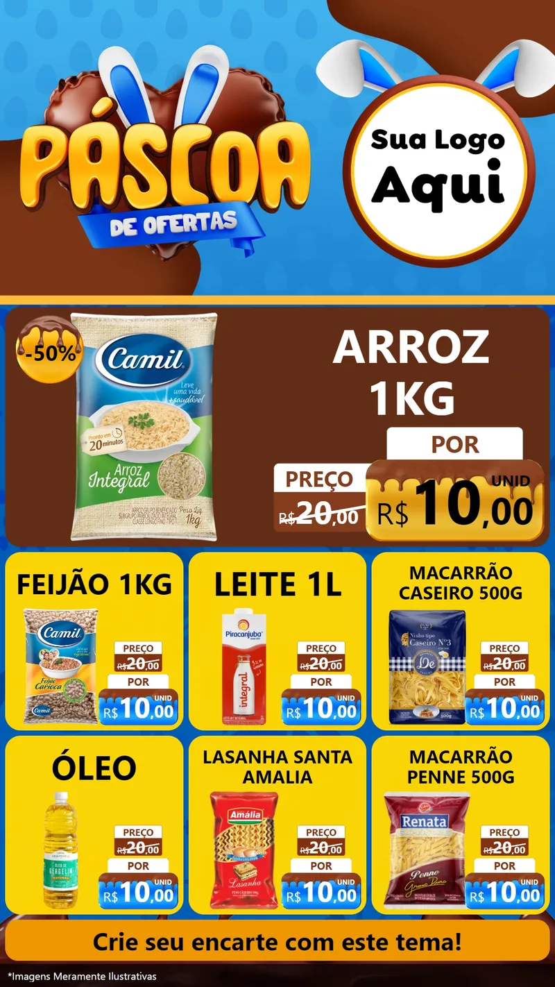 Modelo de Rede Social para Stories com o tema Páscoa de Ofertas para Supermercado
