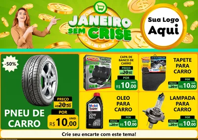 Modelo de Encarte para Encarte A4 Horizontal com o tema Janeiro Sem Crise para Auto peças