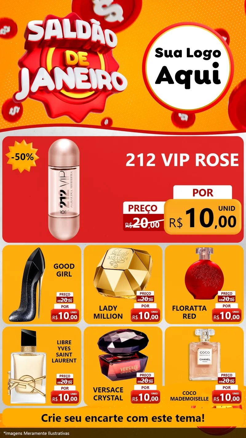 Modelo de Rede Social para Stories com o tema Saldão de Janeiro para Perfumes