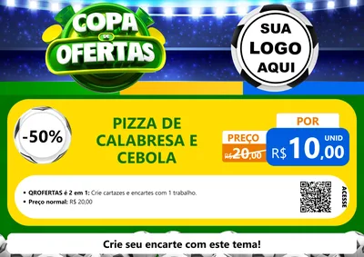 Modelo de Cartaz para Cartaz A4 Horizontal com o tema Copa de Ofertas para Pizzaria