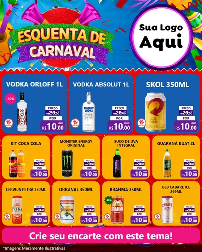 Modelo de Rede Social para Feed Instagram com o tema Esquenta de Carnaval para Distribuidora de bebidas