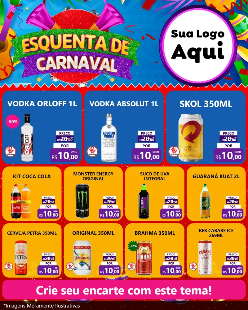 Modelo de Rede Social para Feed Instagram com o tema Esquenta de Carnaval para Distribuidora de bebidas