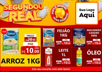 Modelo de Encarte para Encarte A4 Horizontal com o tema Segundou do Real para Supermercado