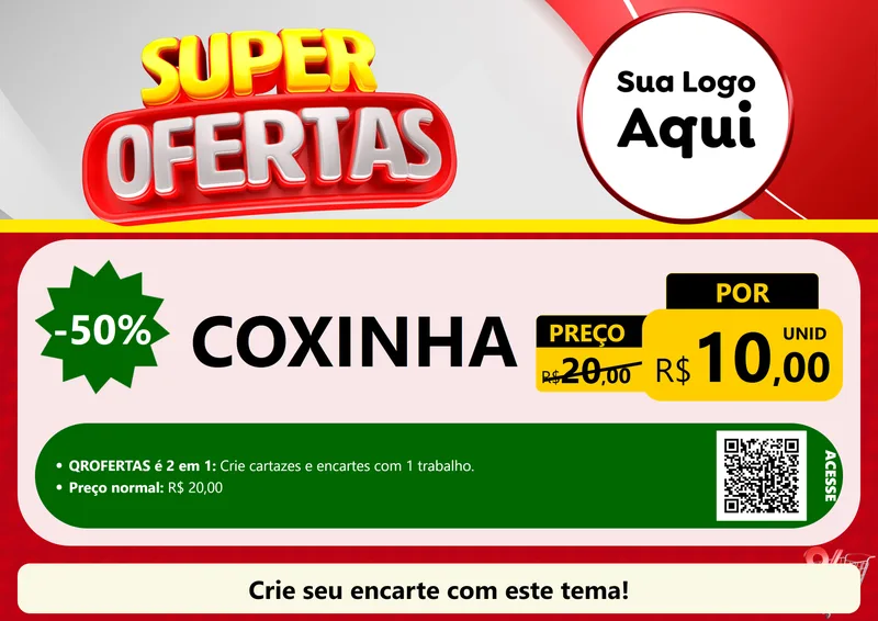 Modelo de Cartaz para Cartaz A4 Horizontal com o tema Super Ofertas para Salgadaria