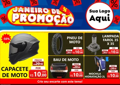 Modelo de Encarte para Encarte A4 Horizontal com o tema Janeiro de Promoção para Moto peças