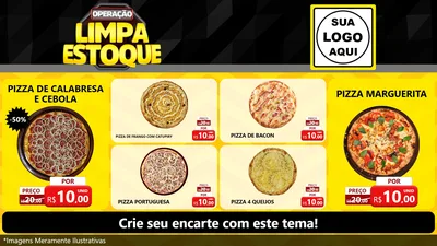 Modelo de TV para TV Horizontal com o tema Operação Limpa Estoque para Pizzaria