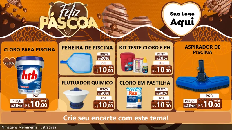 Modelo de TV para TV Horizontal com o tema Feliz Páscoa para Produtos para Piscina