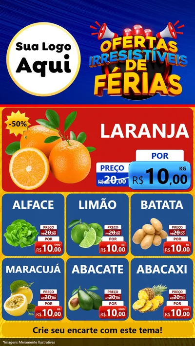Modelo de Rede Social para Stories com o tema Ofertas Irresistíveis de Férias para Hortifrúti