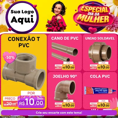 Modelo de Rede Social para Feed Facebook com o tema Especial Dia da Mulher para Tubos e conexões