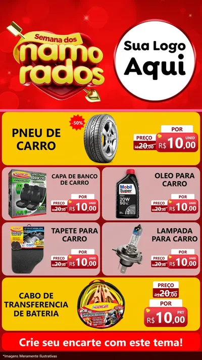 Modelo de TV para TV Vertical com o tema Semana dos namorados para Auto peças