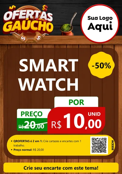 Modelo de Cartaz para Cartaz A4 Vertical com o tema Ofertas Dia do Gaúcho para Informática