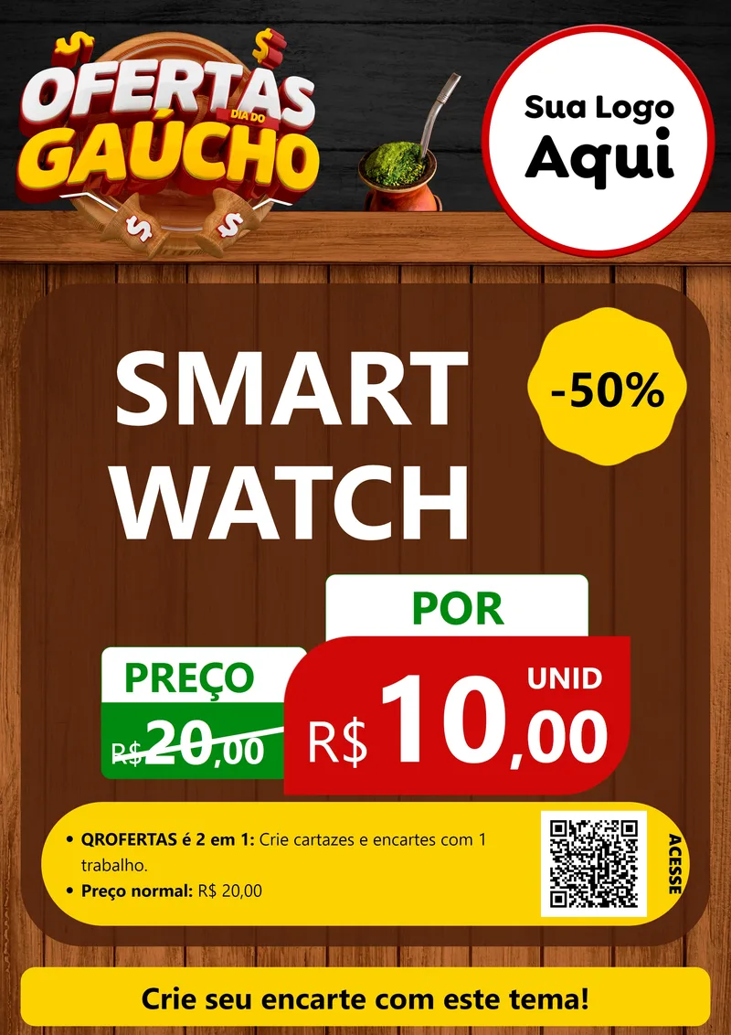 Modelo de Cartaz para Cartaz A4 Vertical com o tema Ofertas Dia do Gaúcho para Informática