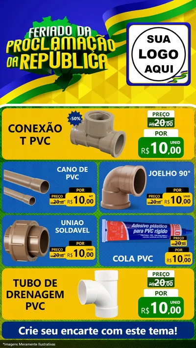 Modelo de TV para TV Vertical com o tema Feriado da Proclamação da República para Tubos e conexões