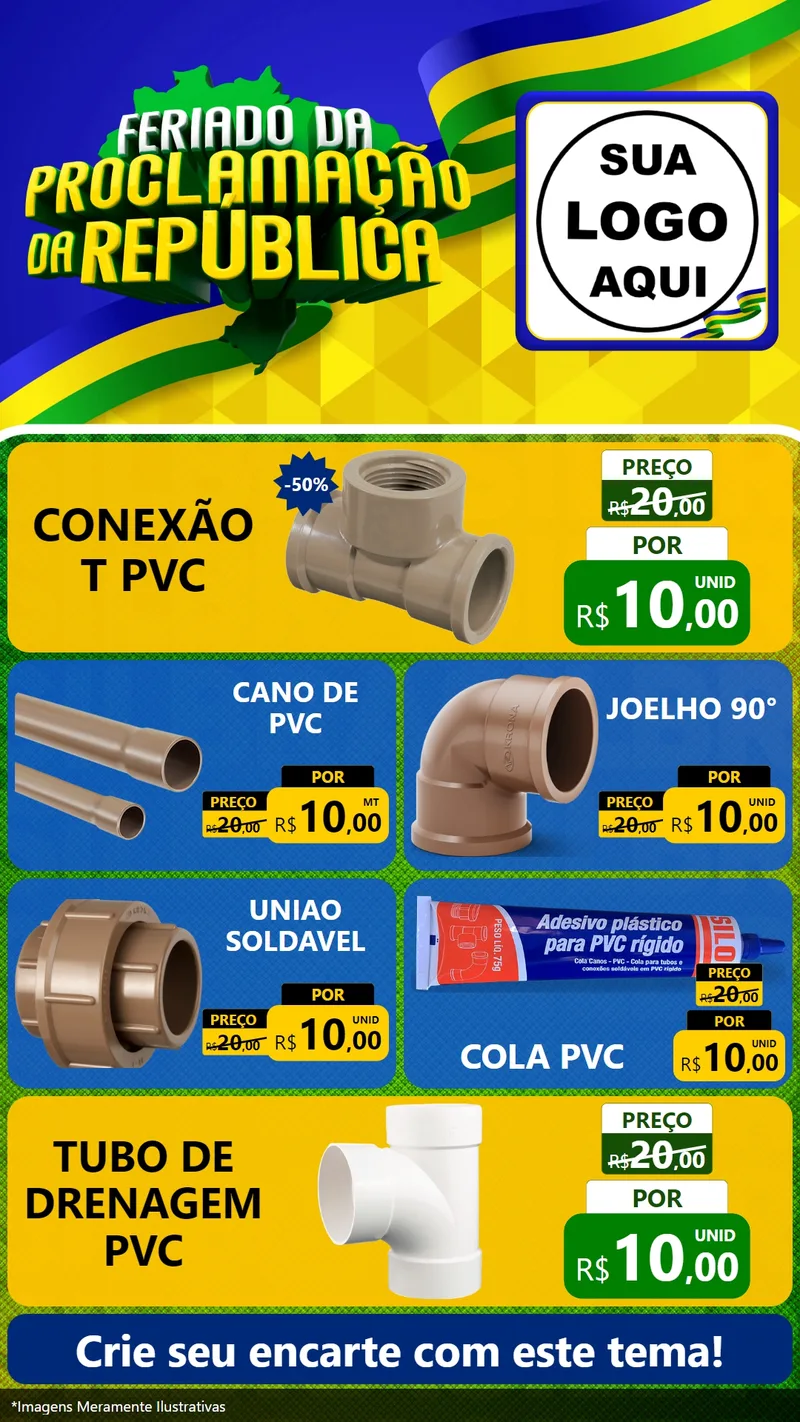 Modelo de TV para TV Vertical com o tema Feriado da Proclamação da República para Tubos e conexões