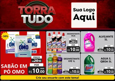 Modelo de Encarte para Encarte A4 Horizontal com o tema Torra Tudo para Produtos de Limpeza