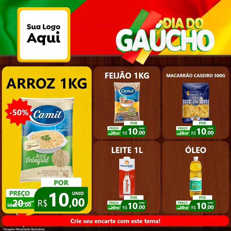 Modelo de Rede Social para Feed Facebook com o tema Dia do Gaúcho para Supermercado