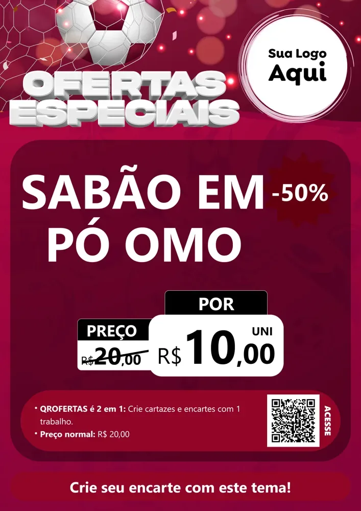 Modelo de Cartaz para Cartaz A4 Vertical com o tema Ofertas Especiais - Futebol para Produtos de Limpeza