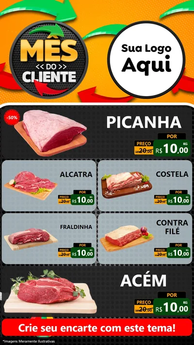 Modelo de TV para TV Vertical com o tema Mês do Cliente para Açougue