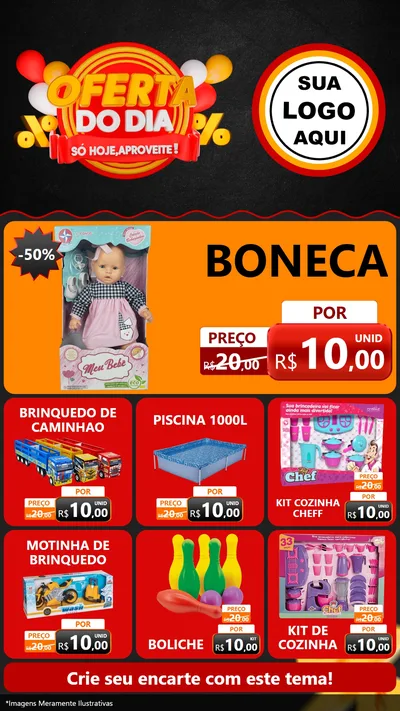 Modelo de Rede Social para Stories com o tema Oferta do Dia - Só hoje, Aproveite! para Brinquedos