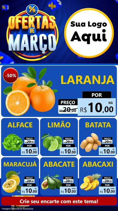 Modelo de Rede Social para Stories com o tema Ofertas de Março para Hortifrúti