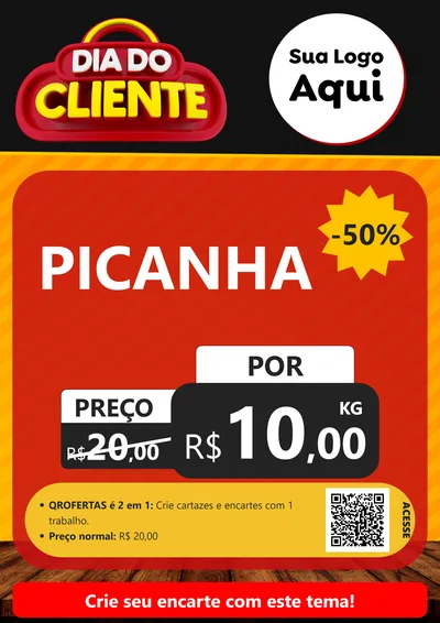 Modelo de Cartaz para Cartaz A4 Vertical com o tema Dia do Cliente para Açougue