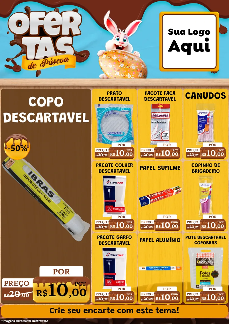 Modelo de Encarte para Encarte A4 Vertical com o tema Ofertas de Páscoa para Embalagens