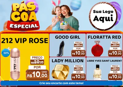 Modelo de Encarte para Encarte A4 Horizontal com o tema Páscoa Especial para Perfumes