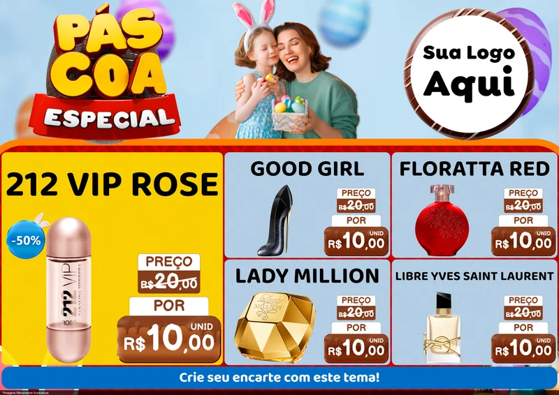 Modelo de Encarte para Encarte A4 Horizontal com o tema Páscoa Especial para Perfumes