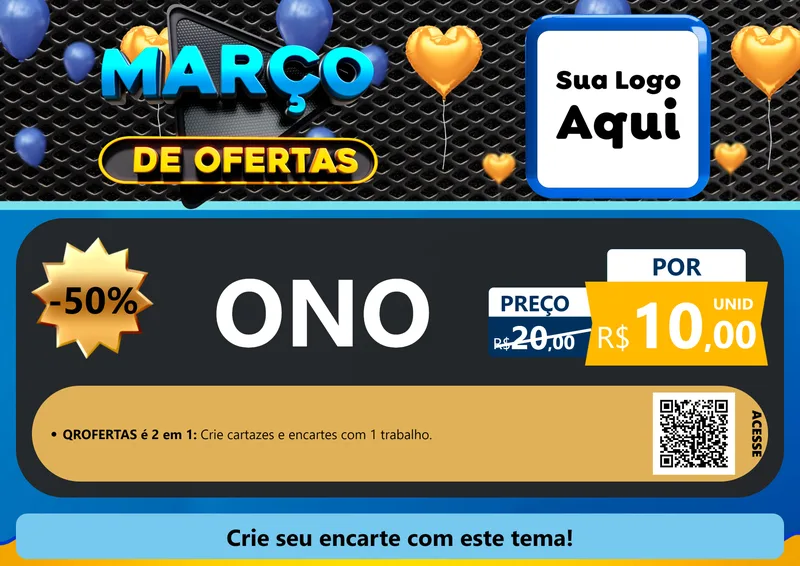 Modelo de Cartaz para Cartaz A4 Horizontal com o tema Março de Ofertas para Óticas