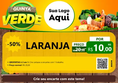Modelo de Cartaz para Cartaz A4 Horizontal com o tema Quinta Verde para Hortifrúti