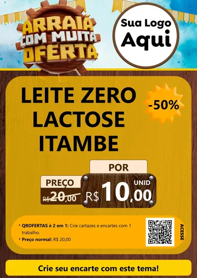Modelo de Cartaz para Cartaz A4 Vertical com o tema Ofertas de São João - Junina para Frios e Laticínios