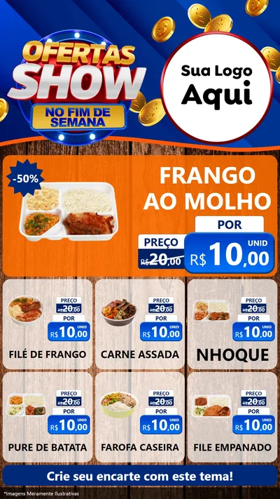 Modelo de Rede Social para Stories com o tema Ofertas Show No Fim De Semana para Restaurante