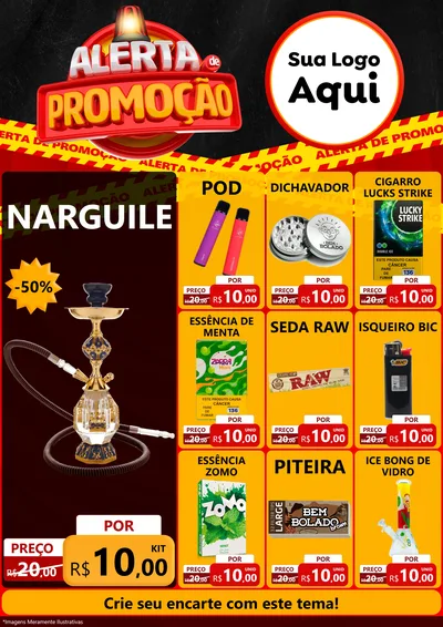 Modelo de Encarte para Encarte A4 Vertical com o tema Alerta de Promoção para Tabacaria