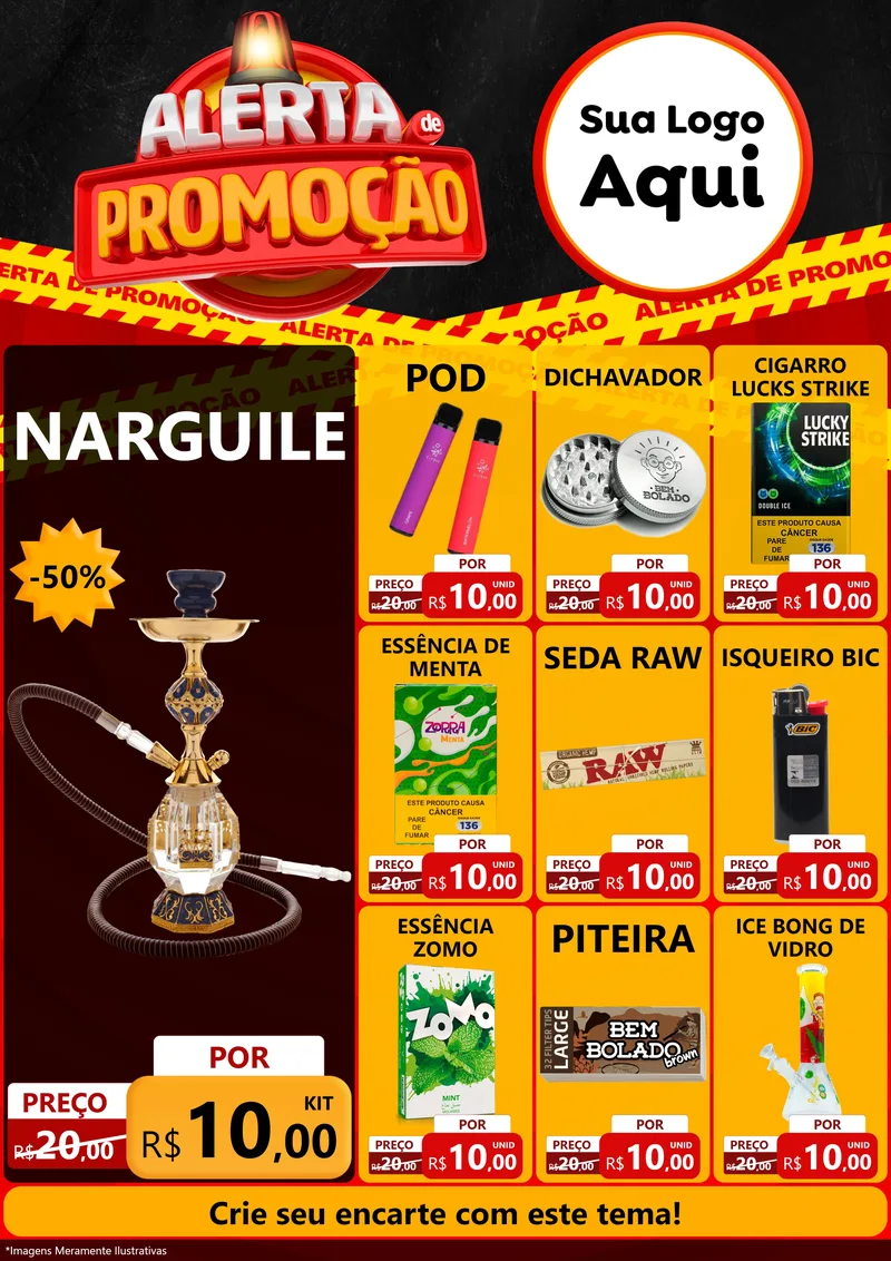 Modelo de Encarte para Encarte A4 Vertical com o tema Alerta de Promoção para Tabacaria
