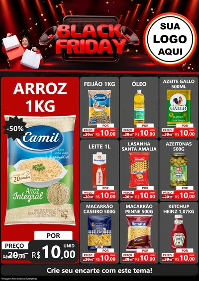 Modelo de Encarte para Encarte A4 Vertical com o tema Black Friday para Supermercado