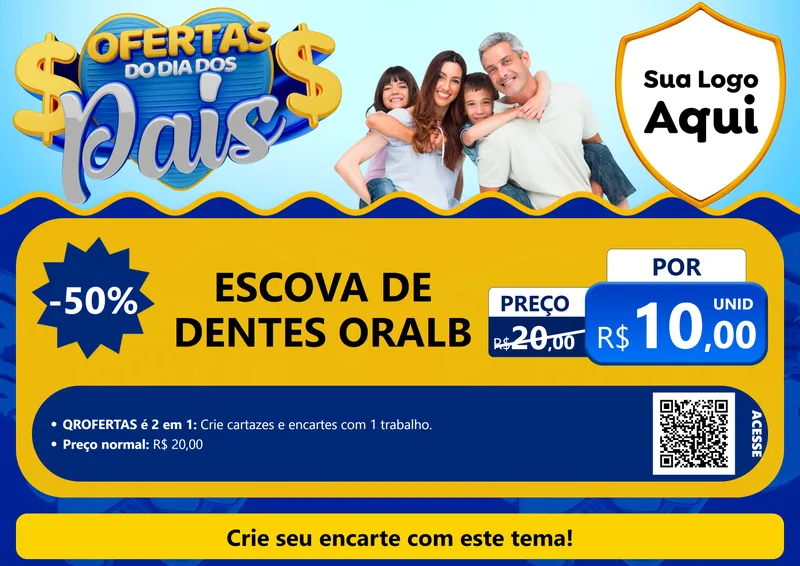 Modelo de Cartaz para Cartaz A4 Horizontal com o tema Ofertas do Dia dos Pais para Higiene Pessoal