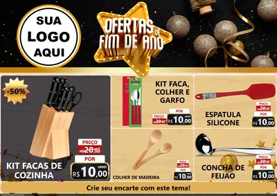 Modelo de Encarte para Encarte A4 Horizontal com o tema Ofertas de Fim de Ano para Utilidades Domésticas