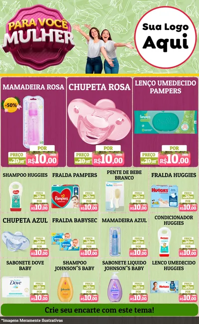 Modelo de Encarte para Encarte Grande com o tema Para Você Mulher para Bebês