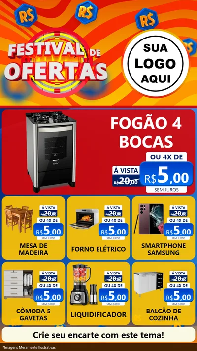 Modelo de Rede Social para Stories com o tema Festival de Ofertas para Móveis e Eletro